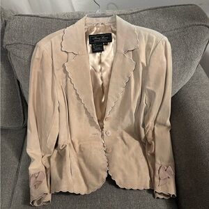 St. John Cream Scalloped Blazer